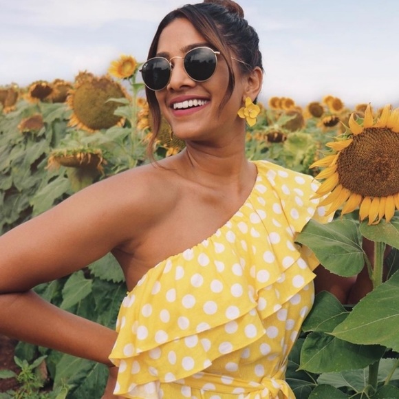 New Lisa Marie Fernandez Midi Polka Dot One Shoulder Dress - Picture 4 of 7